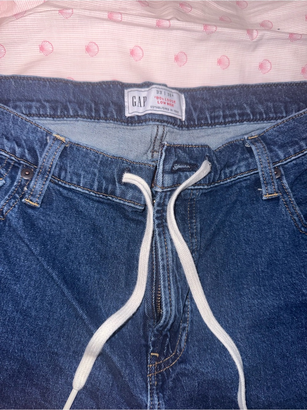 GAP Blue Denim Jeans with Drawstring Waist